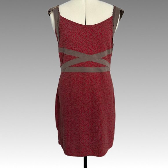 Free People Cross My Heart Bodycon Cut Out Red Brown Knit Dress Large Boho Indie - Picture 3 of 12